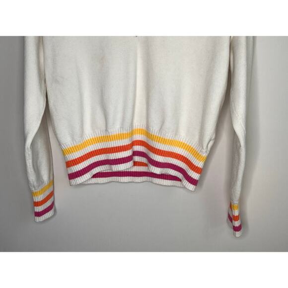 Kerri Rosenthal Get Happy Preppy V Neck Striped Soft Sweater Women's Size S - Picture 4 of 10
